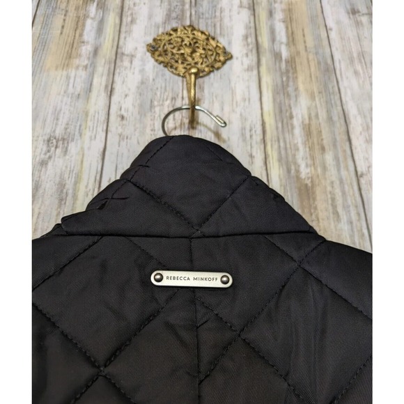 NWOT Rebecca Minkoff Double Breasted Quilted Long Black Duster Coat Large - Picture 9 of 12